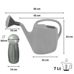 Annaffiatoio in plastica verde con rosa – varie misure – Tomaino