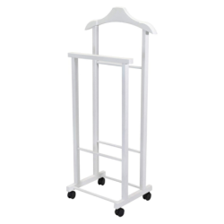 Indossatore porta abiti servomuto per camera da letto, Ambrogio in legno con ruote