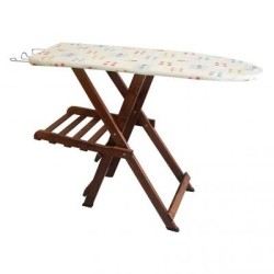 Asse da stiro in legno di faggio con porta abiti pieghevole, Diva, TOMAINO