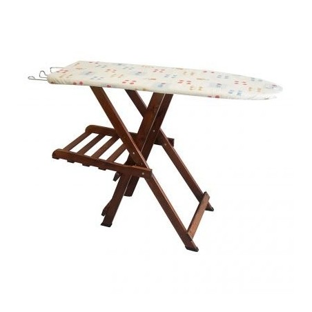 Asse da stiro in legno di faggio con porta abiti pieghevole, Diva, TOMAINO