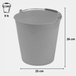 Secchio in plastica con manico in ferro 6lt 9lt 12lt 15lt 18lt