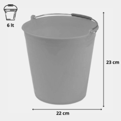 Secchio in plastica con manico in ferro 6lt 9lt 12lt 15lt 18lt