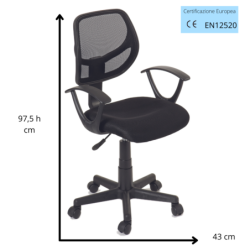 Sedia da ufficio ergonomica con braccioli Astra