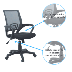 Sedia ufficio ergonomica traspirante