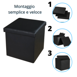 Pouf contenitore quadrato ecopelle