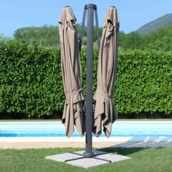 OMBRELLONE DOPPIO 3 X 3 ARCHIMEDE ANTRACITE TELO TAUPE