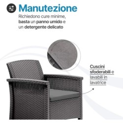 Salotto Da Giardino In Plastica effetto Rattan Venezia
