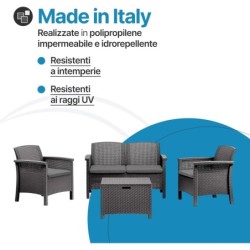 Salotto Da Giardino In Plastica effetto Rattan Venezia