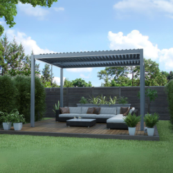 Pergola bioclimatica 3×3 ELLE per esterno in alluminio con lamelle