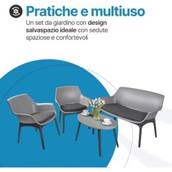 Salotto da giardino in plastica Luxor
