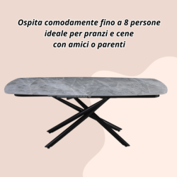 Tavolo da pranzo allungabile Ryder 140/200x90x76h cm con piano in ceramica