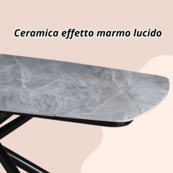 Tavolo da pranzo allungabile Ryder 140/200x90x76h cm con piano in ceramica
