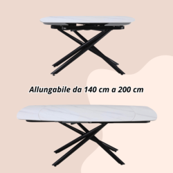 Tavolo da pranzo allungabile Ryder 140/200x90x76h cm con piano in ceramica