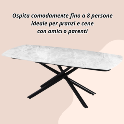 Tavolo da pranzo allungabile Ryder 140/200x90x76h cm con piano in ceramica