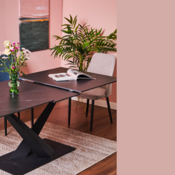 Tavolo da pranzo allungabile Oliver piano ceramica effetto marmo