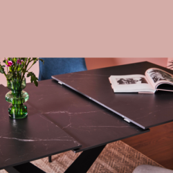Tavolo da pranzo allungabile Oliver piano ceramica effetto marmo