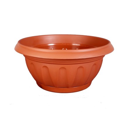 Ciotola suprema, vaso rotondo per piante in plastica con sottovaso integrato, vaso da fiori terracotta – TOMAINO