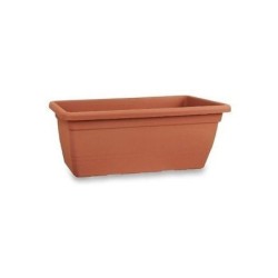 Vaso rettangolare in plastica 60x32x28 h uso interno esterno color terracotta