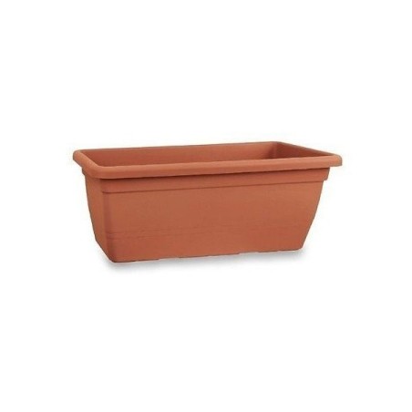 Vaso rettangolare in plastica 60x32x28 h uso interno esterno color terracotta