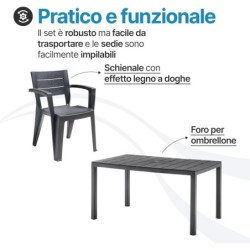 Set Savana 8 Sedie con Tavolo da Giardino Allungabile