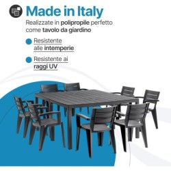 Set Savana 8 Sedie con Tavolo da Giardino Allungabile