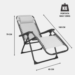 Sedia, sdraio automatica reclinabile struttura acciaio textilene zero gravity  – TOMAINO