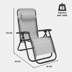 Sedia, sdraio automatica reclinabile struttura acciaio textilene zero gravity  – TOMAINO