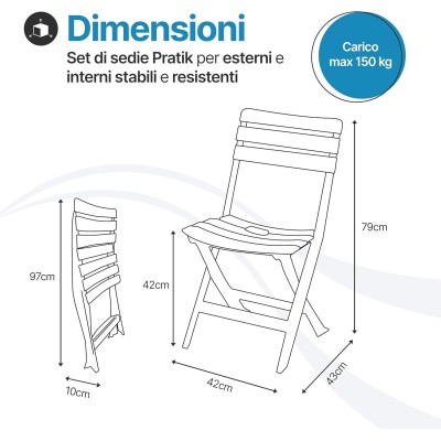 Sedia da giardino in plastica pieghevole Pinta