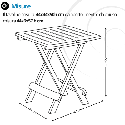 Tavolo pieghevole in plastica basso Adige