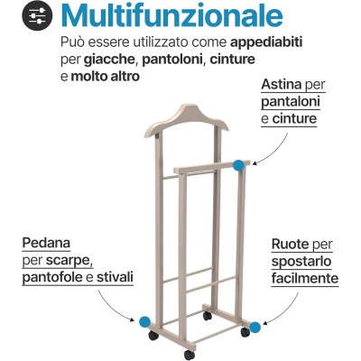 Indossatore porta abiti Ambrogio per camera da letto