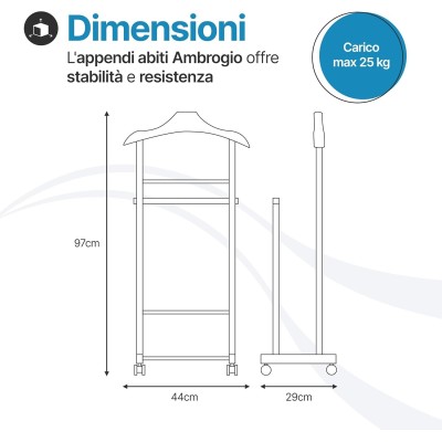 Indossatore porta abiti Ambrogio per camera da letto