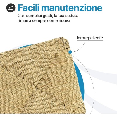 Sedile di ricambio per sedia modello Pisa, in paglia 37×37 cm