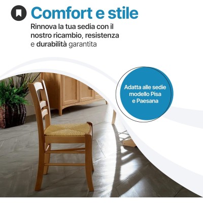 Sedile di ricambio per sedia modello Pisa, in paglia 37×37 cm