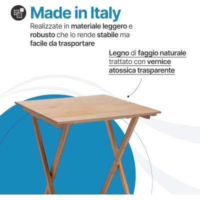 Tavolo pieghevole in legno salvaspazio Holly