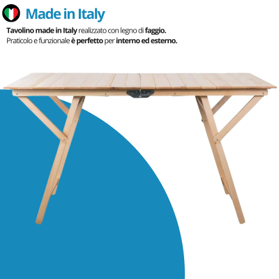 Tavolo pieghevole in legno 70×140 Benji