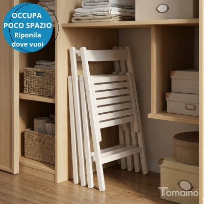 Sedia pieghevole in legno salvaspazio Nemi