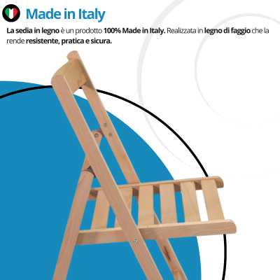 Sedia pieghevole in legno salvaspazio Nemi