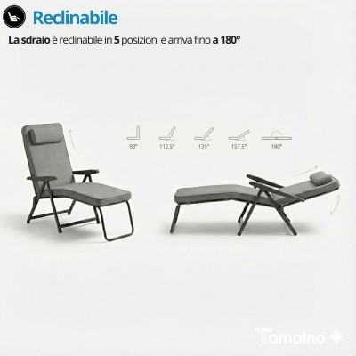Sedia sdraio pieghevole imbottita con poggiapedi - Paradiso