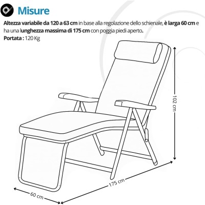 Sedia sdraio pieghevole imbottita con poggiapedi - Paradiso