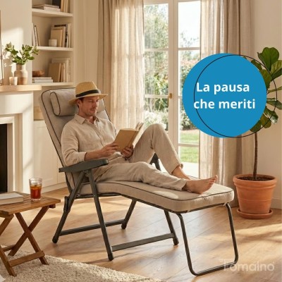 Sedia sdraio pieghevole imbottita con poggiapedi - Paradiso