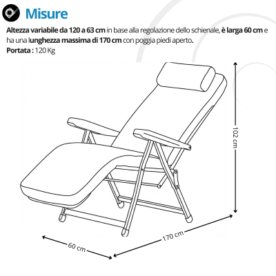 Sedia sdraio imbottita automatica con poggiapiedi Paradiso