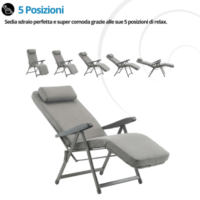 Sedia sdraio imbottita automatica con poggiapiedi Paradiso