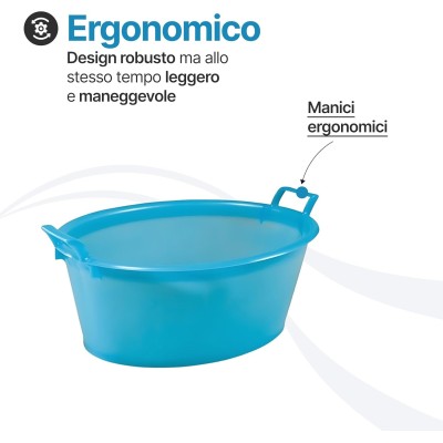 Bacinella bucato in plastica rigida Ovale