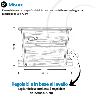 Asse da lavare in legno, lavatoio a mano per panni