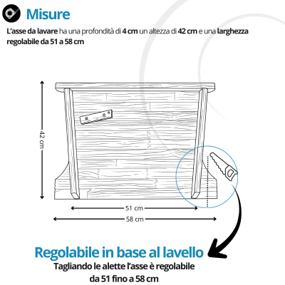 Asse da lavare in legno, lavatoio a mano per panni