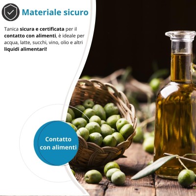 Tanica in plastica per liquidi adatta al contatto con alimenti