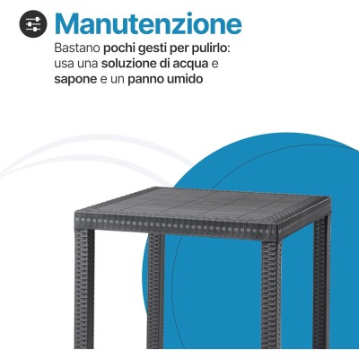 Tavolo da giardino in plastica Rattan 4 posti Dallas