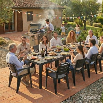 Set Savana 10 Sedie con Tavolo da Giardino Allungabile