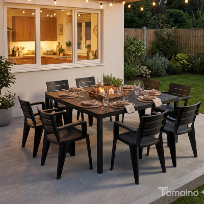 Set Savana 8 Sedie con Tavolo da Giardino Allungabile