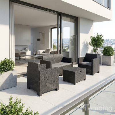 Salotto da Giardino in Plastica Nebraska Antracite